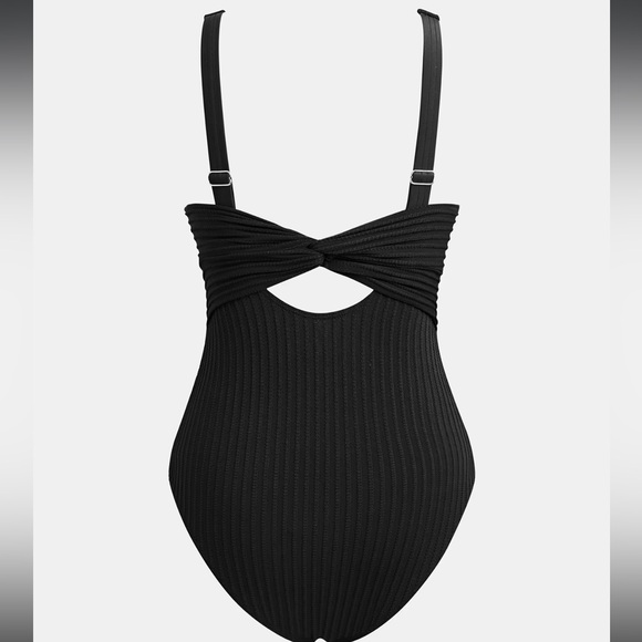 Black Ginger Ribbed & Ruched One-Piece - Picture 6 of 14